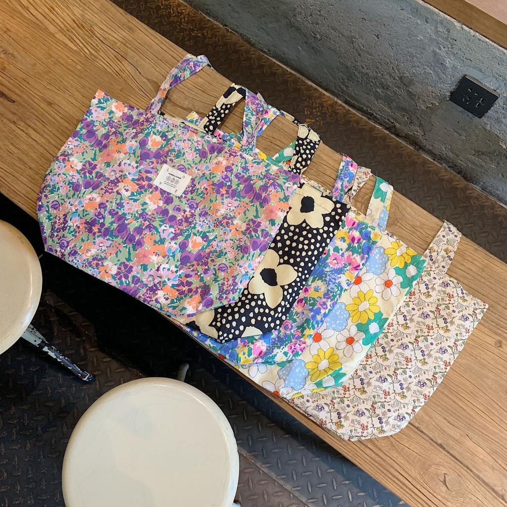 Retro Floral Women's Canvas Shoulder Bag High Capacity Girls Student Book Tote Handbag Cute Flower Female Reusable Shopping Bags
