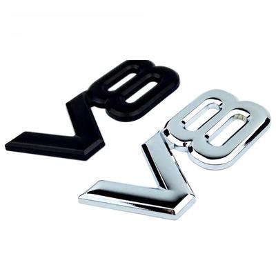 Auto Metall Legierung 3D V8 Logo Motor Hubraum Stamm Hinten Auto Abzeichen Aufkleber Chrom V8 Seite Flügel Emblem Aufkleber auto Styling