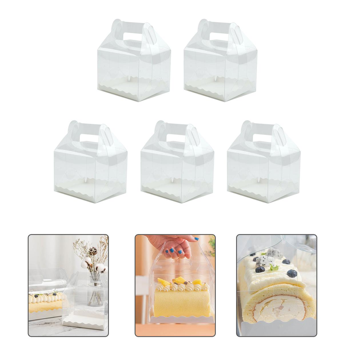 

5 Pcs Bottom Bracket Handheld Clear Cupcake Boxes Transparent Handle with Birthday Plastic Heighten Packing белый