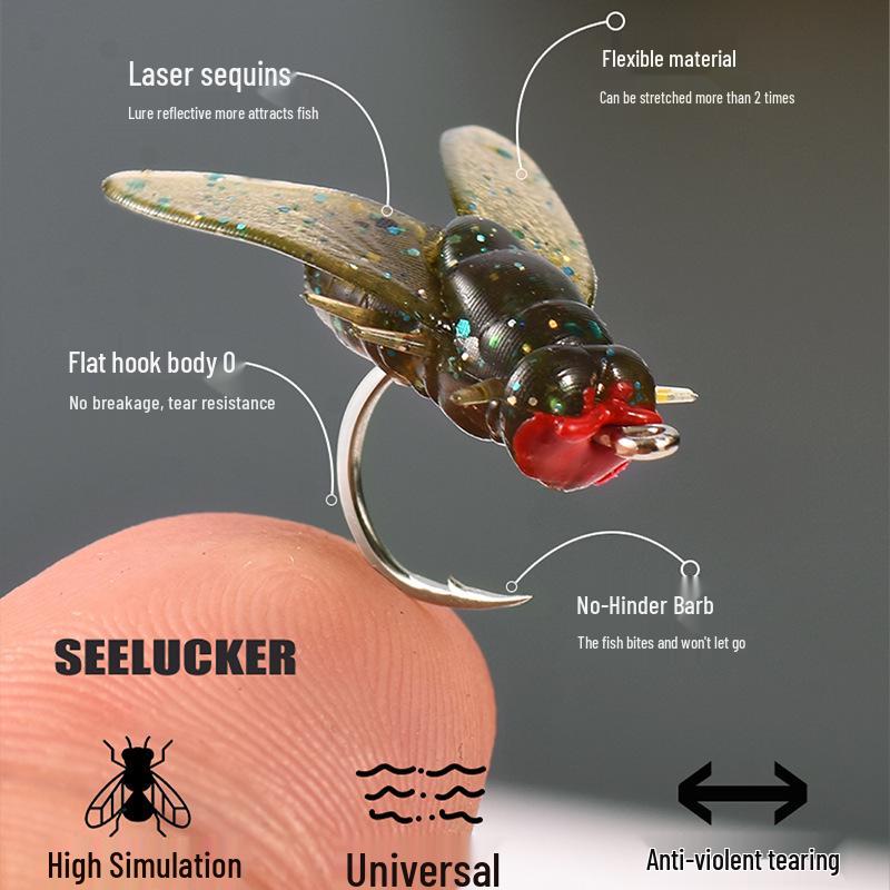 Bionischer Weichfliegenfischhaken: Künstlicher Insektenköder für Bachfischen, Weißfische und Döbel.