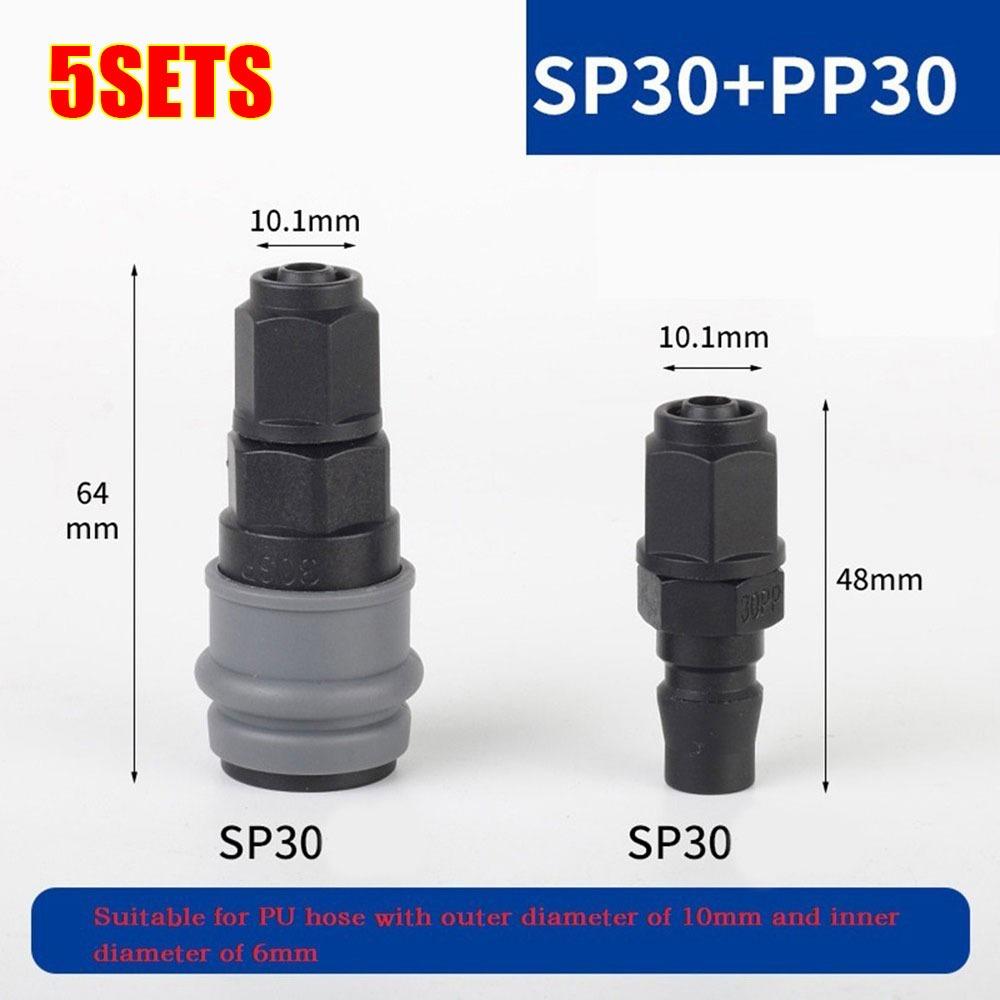 

5Комплектів Аксесуари для Швидкороз ємних З єднань Компресор Пневматичні Фітинги З єднувач для Водяної Трубки З єднувач для Труби 5SET SP30+PP30