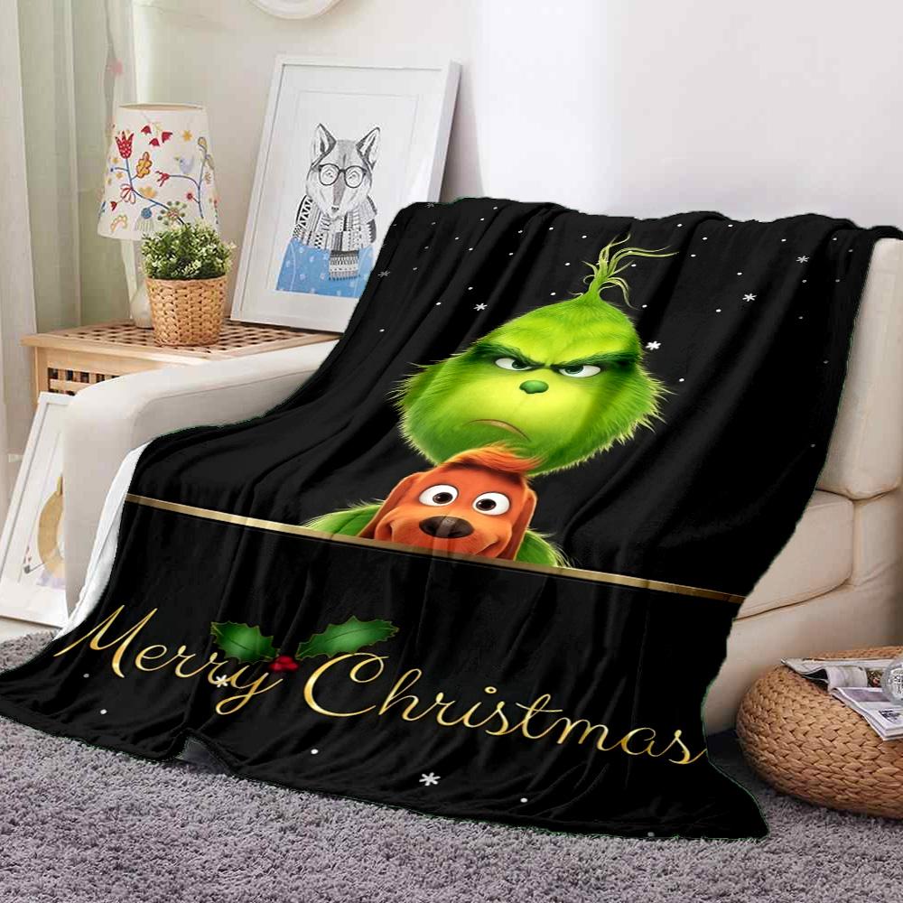 Grinch Christmas Flannel Blanket Throw Blanket Soft Warm Sofa Bed Camping Home Decor Unique Christmas Gift C9211463