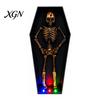 Automatic Dancing Skeleton Halloween in Casket, Light Up Musical Toy with Desktop Decoration LED Lights, Spooky Animated Decor, Party Haunted
