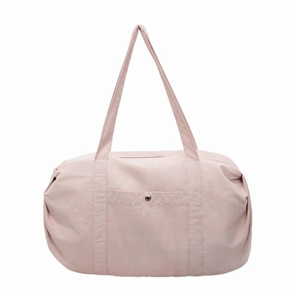 Solid Nylon Totes Bag Versatile Large Capacity Overlarge Drawsting Bag Light Weight Casual Women's Commutting