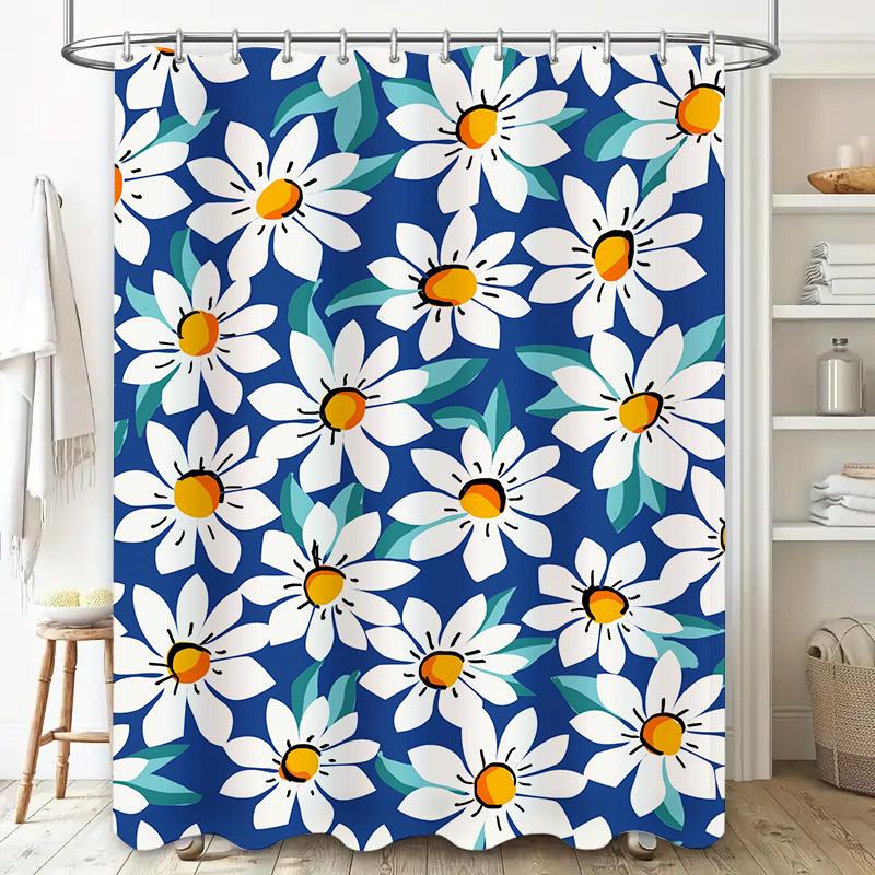 Bright Floral Shower Curtain Waterproof Fabric Decorative Bathroom Shower Paneling Size Customizable For Kids Bathrooms Modern D