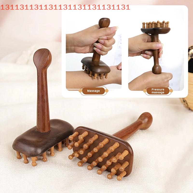 1 Pcs Portable Sandalwood Gua Sha Massage Brush Head Neck Abdominal Leg Body Meridian Massager Wooden Therapy Massage Tools