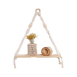 Pine Wood Pure Cotton Rope Hand woven Tapestry Shelves Home Storage Rack Simple Practical Wall Decorations For Living Room Kitchen m0655