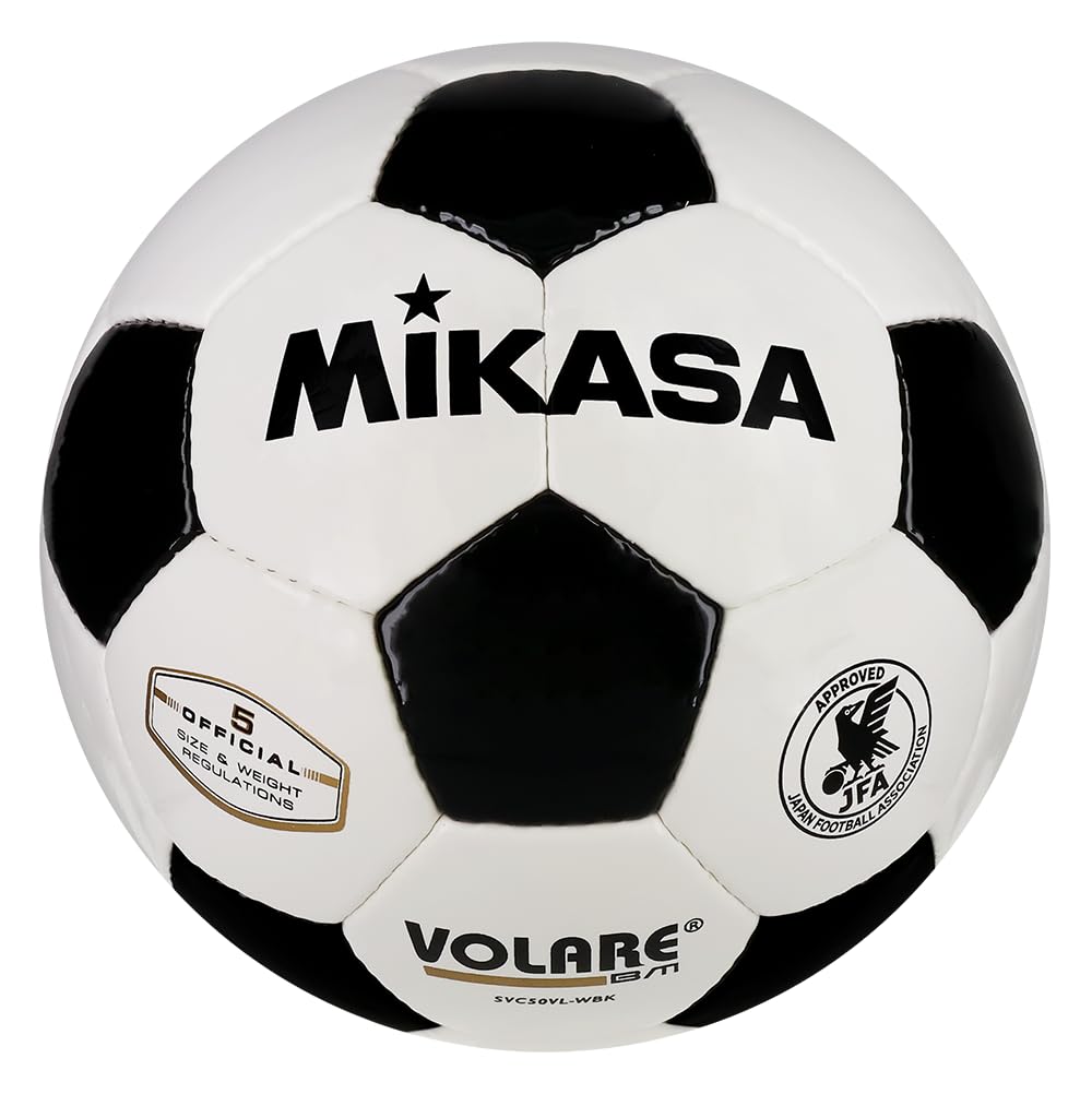 MIKASA Velikost fotbalu Certifikováno Japonskou fotbalovou asociací Univerzitní Středoškolský a Nižší středoškolský míč, 5, SVC50VL-WBK, (Pro dospělé,