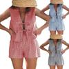 European and American Foreign Trade Women's Clothing 2026 Summer New Plaid Lace-up Cardigan Vest Shorts Fashion Casual Suit, Women