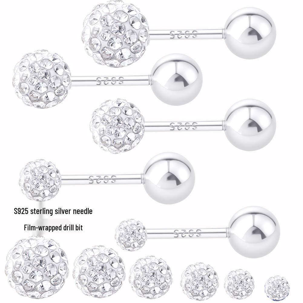 

Серьги-гвоздики Shamballa из стерлингового серебра S925 с круглыми бусинами, сверкающими бриллиантами, для проколов в ушах 4mm Pair