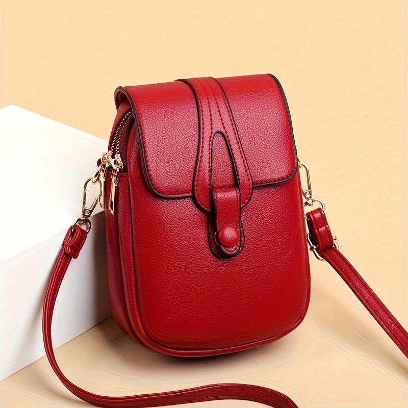 Stylish Minimalist Work Commuting Crossbody Phe Bag, Multi Layer Zipper Design Ladies Shoulder Handbag Purses for Daily Use