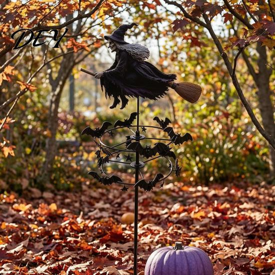 Arte da Giardino in Metallo Strega da Giardino Girandola, Girandole da Esterno per Halloween su Palo, Girandola Volante Prato Patio Sentiero Decorazioni Autunnali