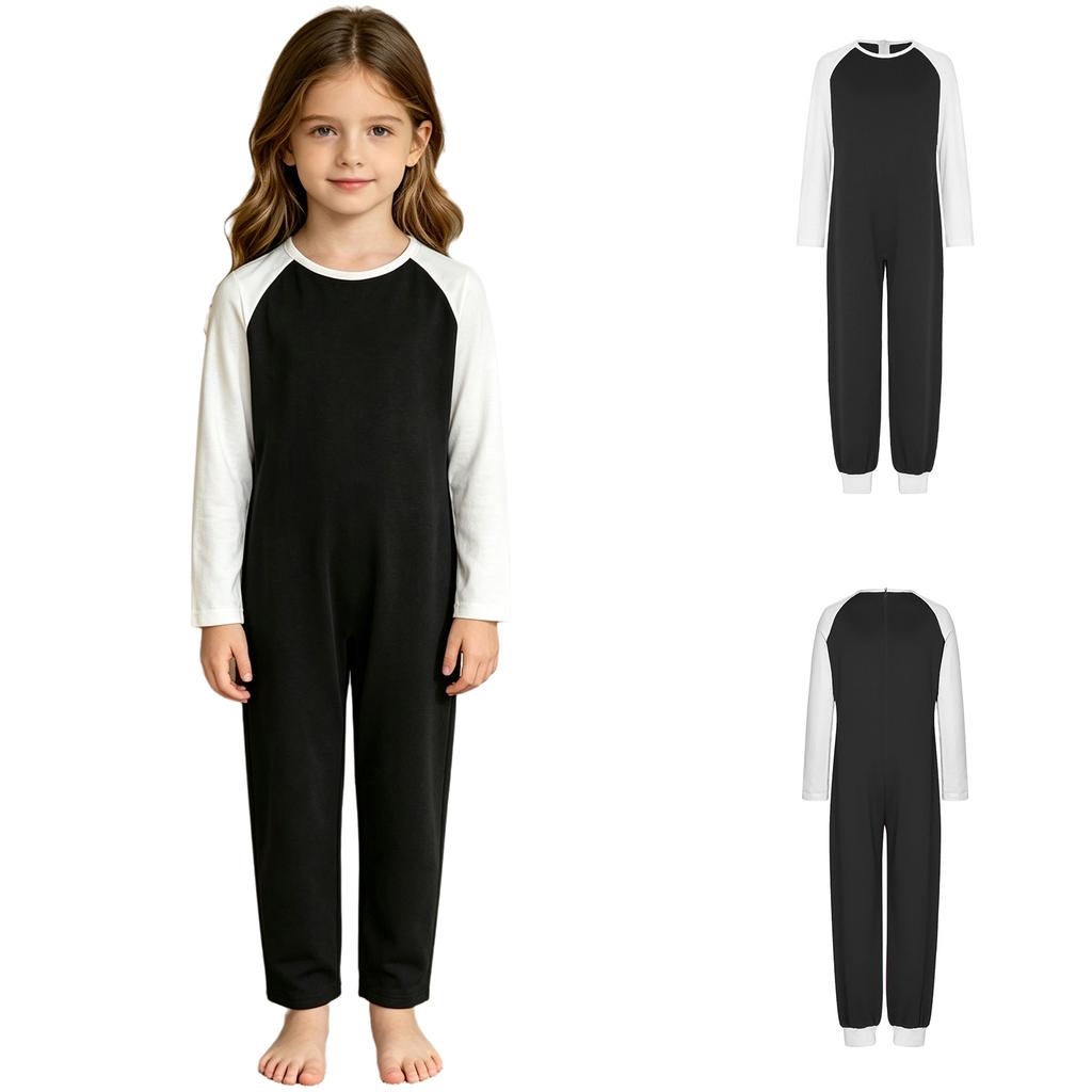 Mono Adaptativo Unisex para Niños con Necesidades Especiales, Bloque de Color, Cuello Redondo, Manga Larga, Espalda Anti-Tirones, Cremallera Trasera Invisible, Body para el Cuidado Diario