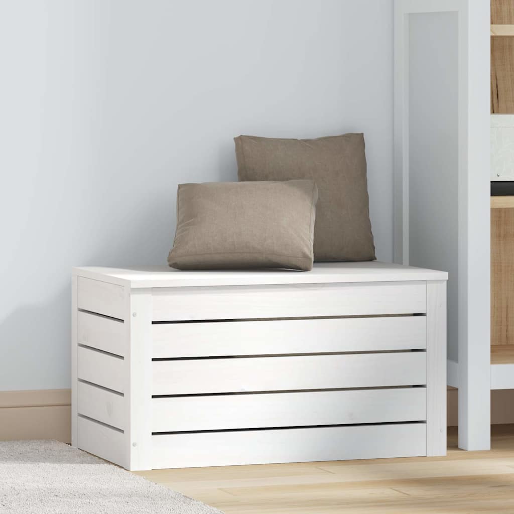 vidaXL Truhe Weiß 59,5x36,5x33 Cm Massivholz Kiefer