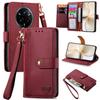 For Realme 14 Pro+ 5G Case RFID Blocking Zipper Pocket Leather Wallet Phone Cover with Strap