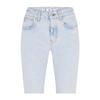 Jeans dritti in denim bianco sporco da donna