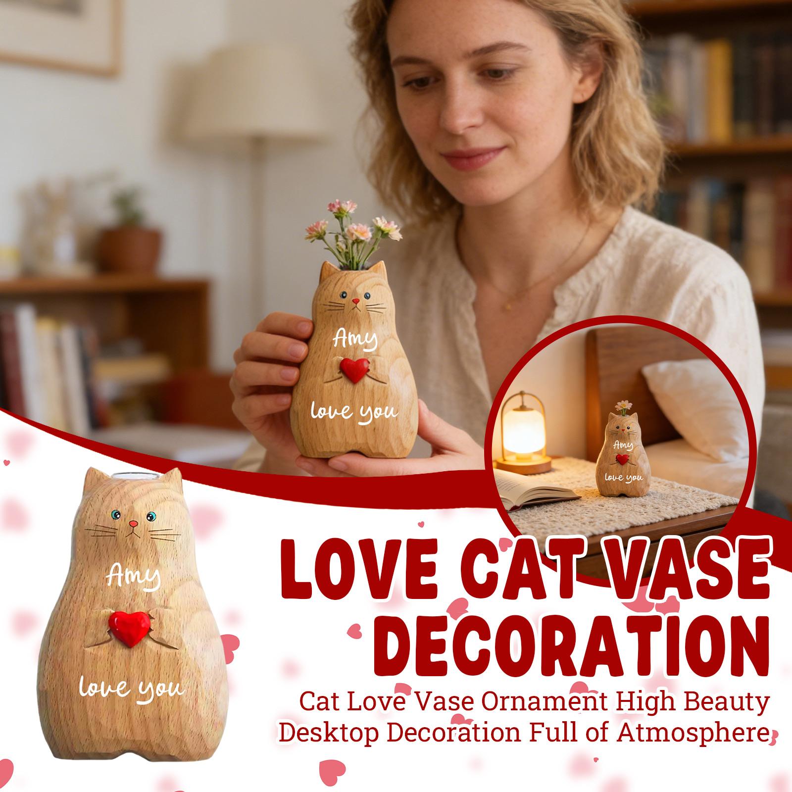 

Personalized Heart-shaped Resin Vase Decorations With Pussycat Motifs Are Perfect Gifts For Pussycat Lovers. One Size