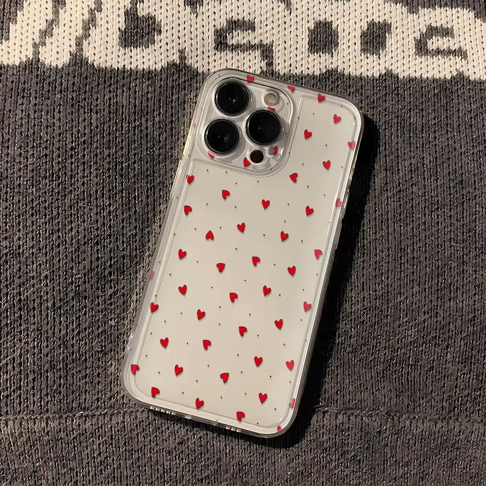 Luminous Love Print Clear Phone Case for iPhone 17 Pro Max 16 15 Pro 14 13 12 11 XR 17Air 16 Plus Silicone Cover