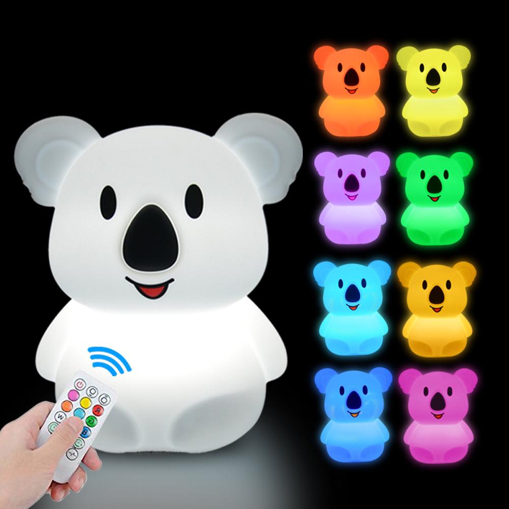 Eule LED-Nachtlicht, Touch-Sensor, Fernbedienung, 9 Farben, dimmbar, Timer, wiederaufladbar, Silikon-Nachtlampe für Kinder, Baby, Geschenk