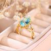 Cute Female Light Blue Zircon Stone Ring Trendy Yellow Gold Silver Color Engagement Rings For Women Bride Wedding  Gift