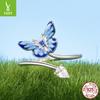 Blue Smart Butterfly Open Ring Girl, Niche High-End Light Luxury Ins Style Versatile Ring