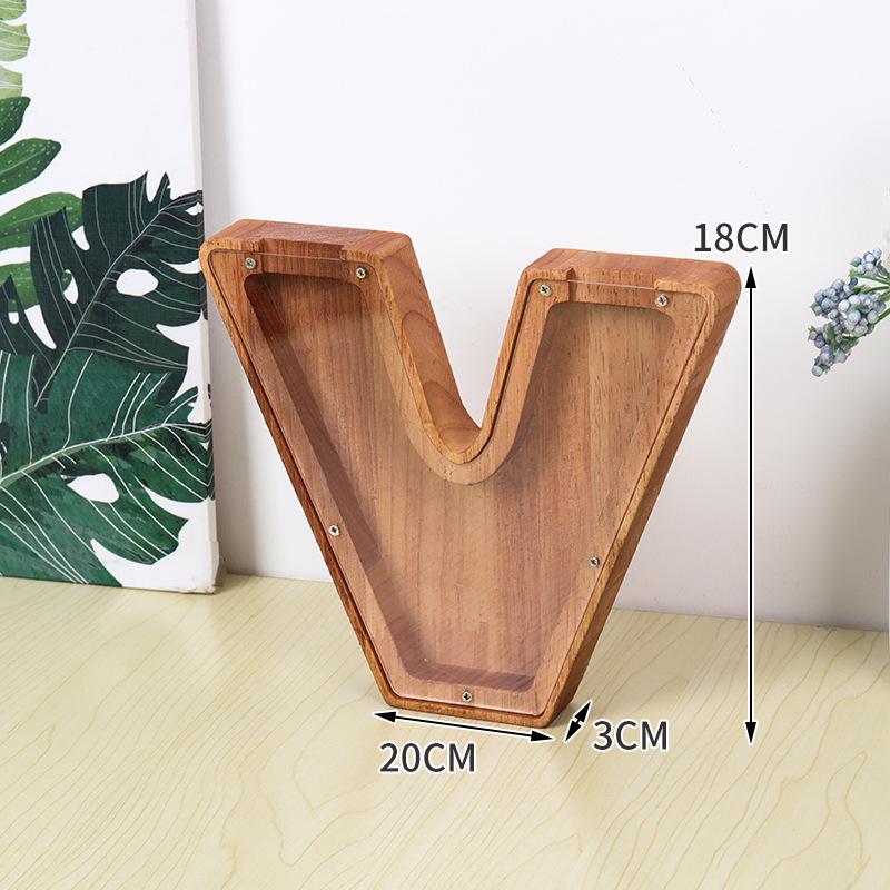 Alphabet Wooden & Acrylic Piggy Bank for Kids - Transparent Animal Design