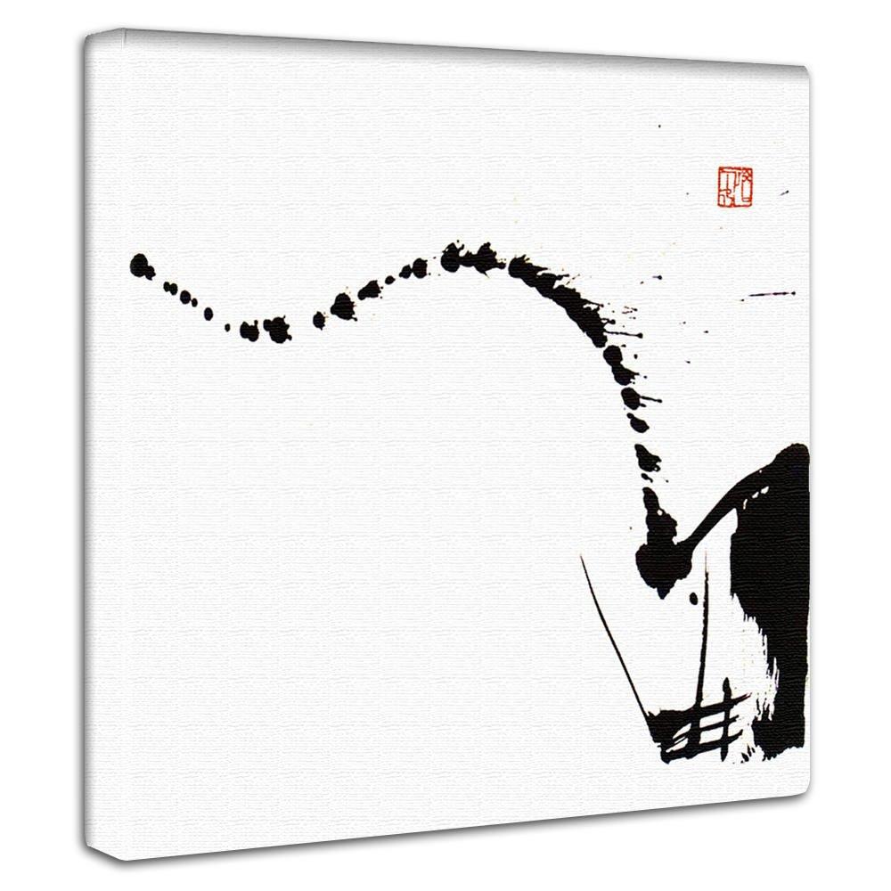 

Japanese Calligraphy Art Panel, 30cm x 30cm, Made in Japan, Poster, Stylish Interior Decor, Living Room Decor, Monochrome, Simple, Ink, Fabric Panel,