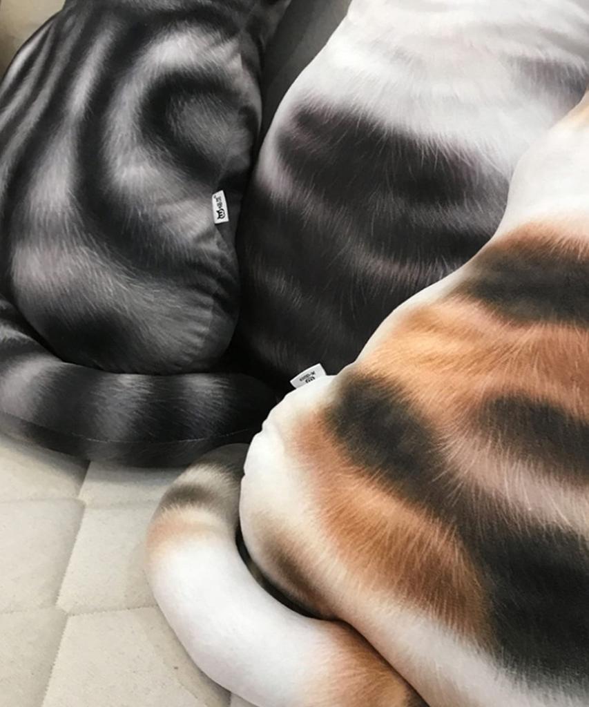 Cat Cushion Cushion Cute Cat Body Pillow Great for SNS Interior Stylish Cat Back Cushion Present Children Birthday 47 X 40 Cm (BROWN)