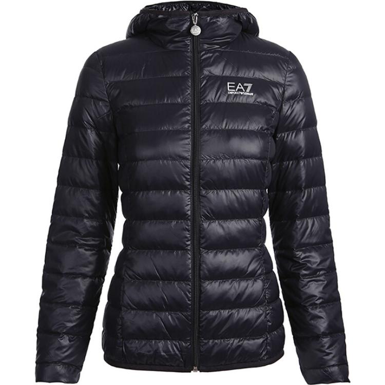 Emporio Armani EA7 SS23 Giacca Imbottita Casual con Cappuccio Stampa Lettere e Numeri Donna giacche Nero 8NTB14-TN12Z-1200