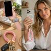 Women's Summer Pleated Phone Lanyard & Wrist Strap - Elegant Charm & Chain