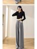 High-Waisted Glutinous Rice Knit Wide-Leg Pants - Women's Trendy Autumn Casual Loose-Fit (145cm)