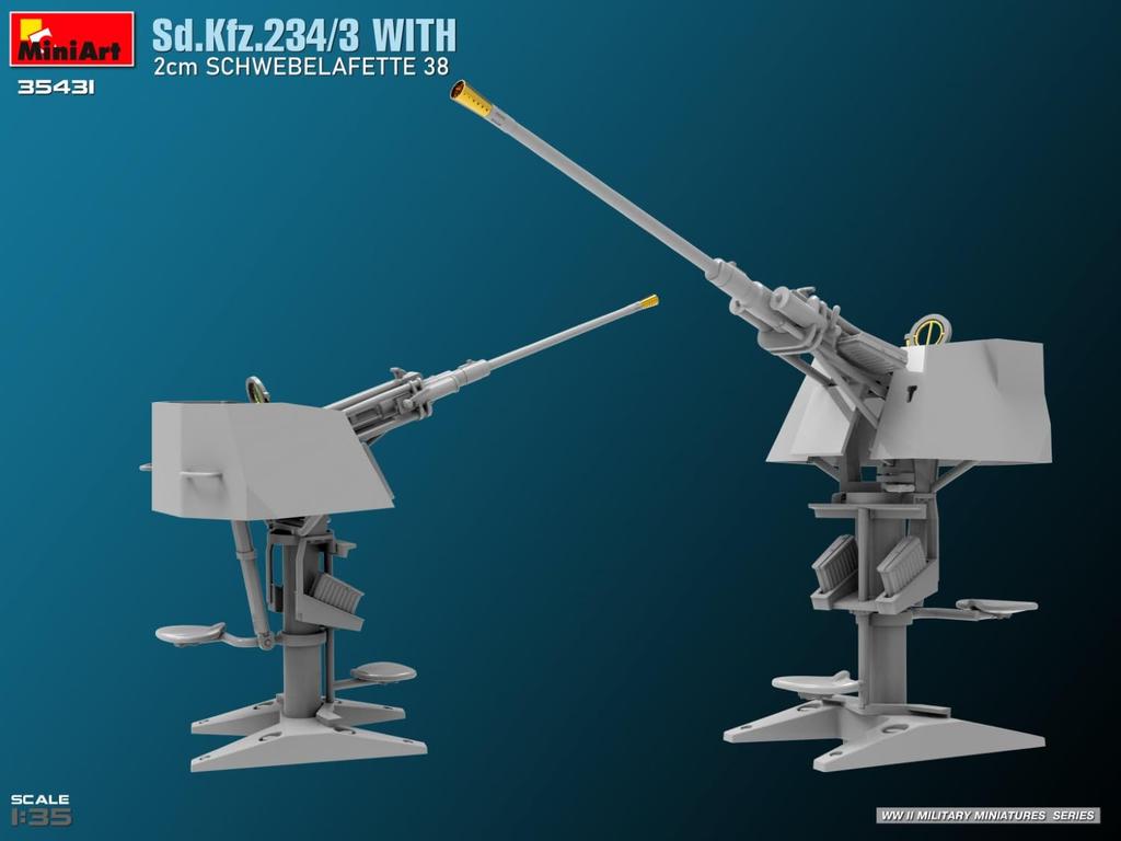 MiniArt With 2cm Schweberafet 38 Plastic Model Kit MA35431 1/35 Sd.Kfz.234/3 (Combat Vehicle)