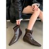 Pointed short boots women's 2025 autumn and winter new women's boots niche thin boots flat short boots low heel Martin boots