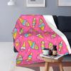 Ice Cream Cartoon Pattern Fleece Flannel Blanket for Bed Couch Blanket Super Soft Lightweight All Season Warm Teenage Girls Gift
