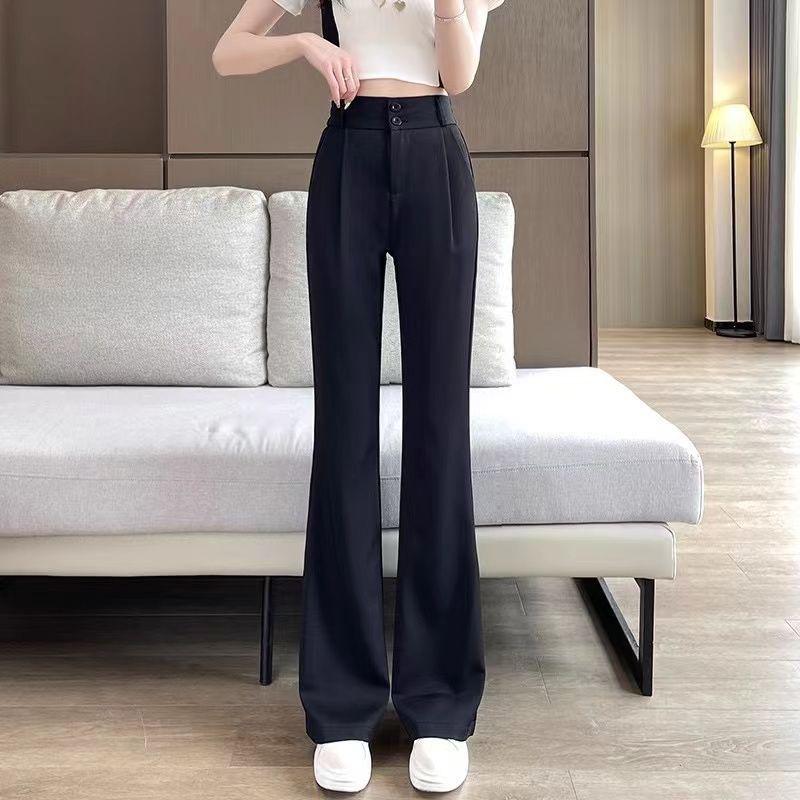 

Women s Micro-Flared High-Waisted Bell Bottoms - 2026 Summer Slimming Casual Wide-Leg Pants S (suggested 80-95 jin) чёрный