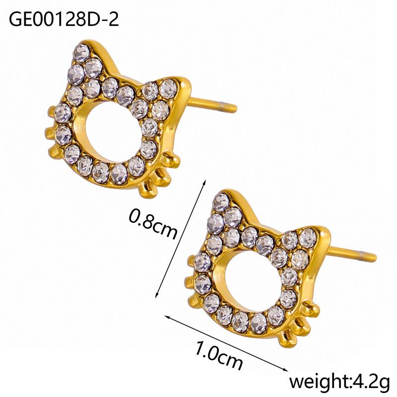 CARLIDANA Hot Selling Zircon Inlaid Earrings Heart Butterfly Star Cat Flower Stainless Steel Gold Plated Earrings Jewelry Women