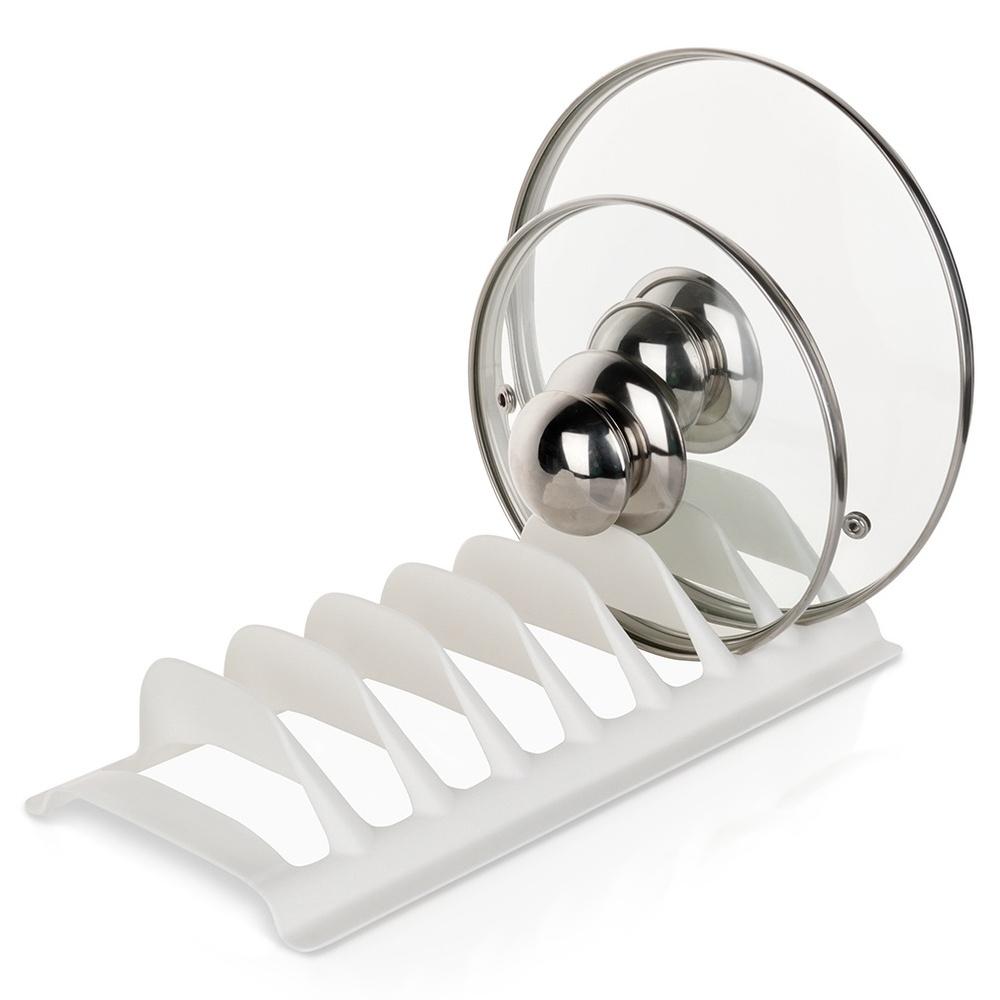 Stojak na Pokrywki Talerze Organizer Kuchenny do Szuflady Szafki Biały