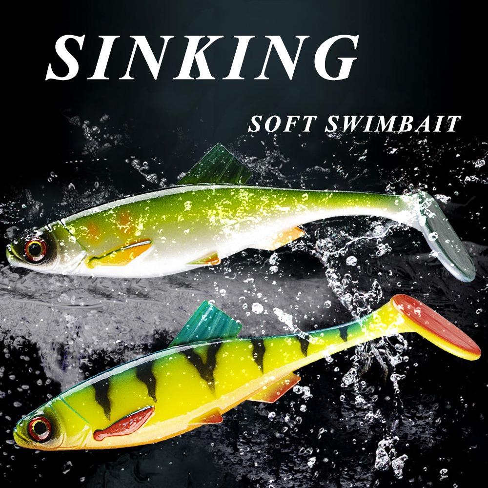 Soft Bait Simulation Fishing Lure Baitfish Shad T Tail Soft Baits Sinking Soft Swimbait  Zander