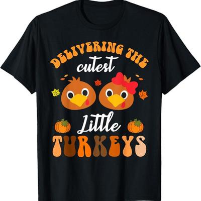 Liefern Die Niedlichsten Truthähne Ld Krankenschwester Thanksgiving Herbst T-Shirt