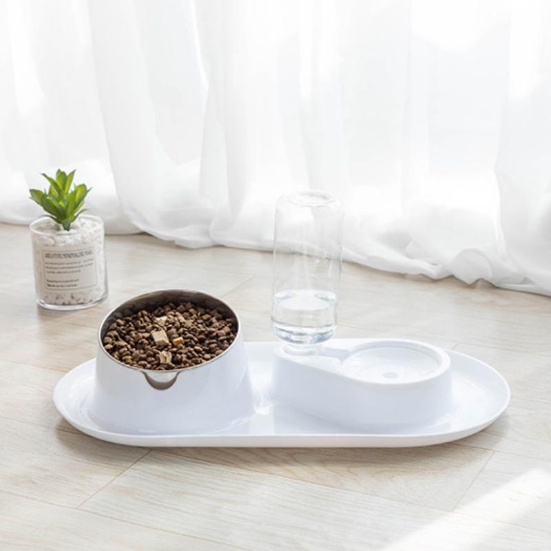 

Pet Dual Bowl Dog and Cat Автоматическая кормушка и поилка для кошек Миска для кошек и бассейны для собак белый