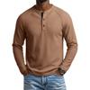 Men's Round Neck Long Sleeve Raglan T-Shirt with Button Placket for Casual Athletic Everyday Wear