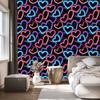 Neon Glitter Hearts Wallpaper Black and Burgundy 50x1000