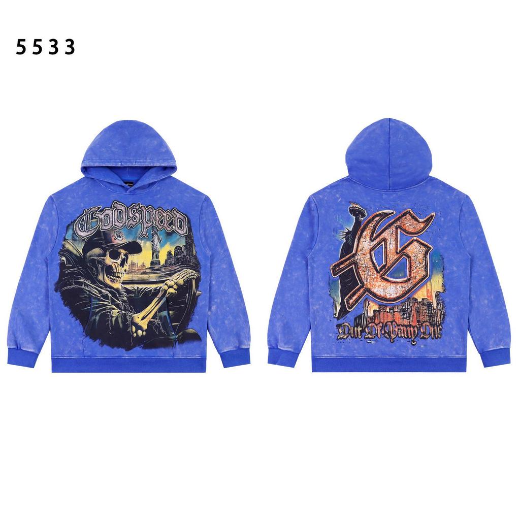 American Trendy GD Rock Retro Distressed Hoodie - Autumn/Winter Fashion