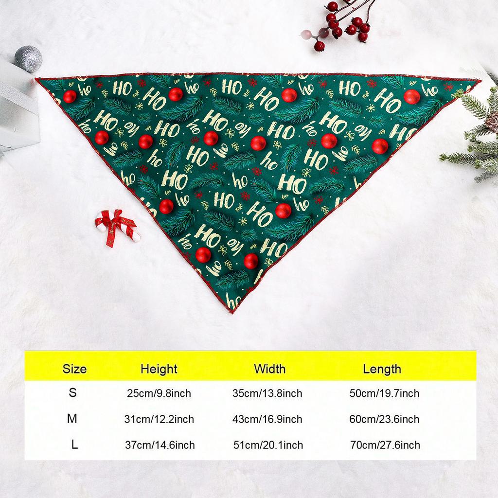 Dog Bandana Christmas HO Pine Needle Neaves Printed Pet Bandana Scarf Triangle Kerchief Pet Accessories Decoration  Pets Christm