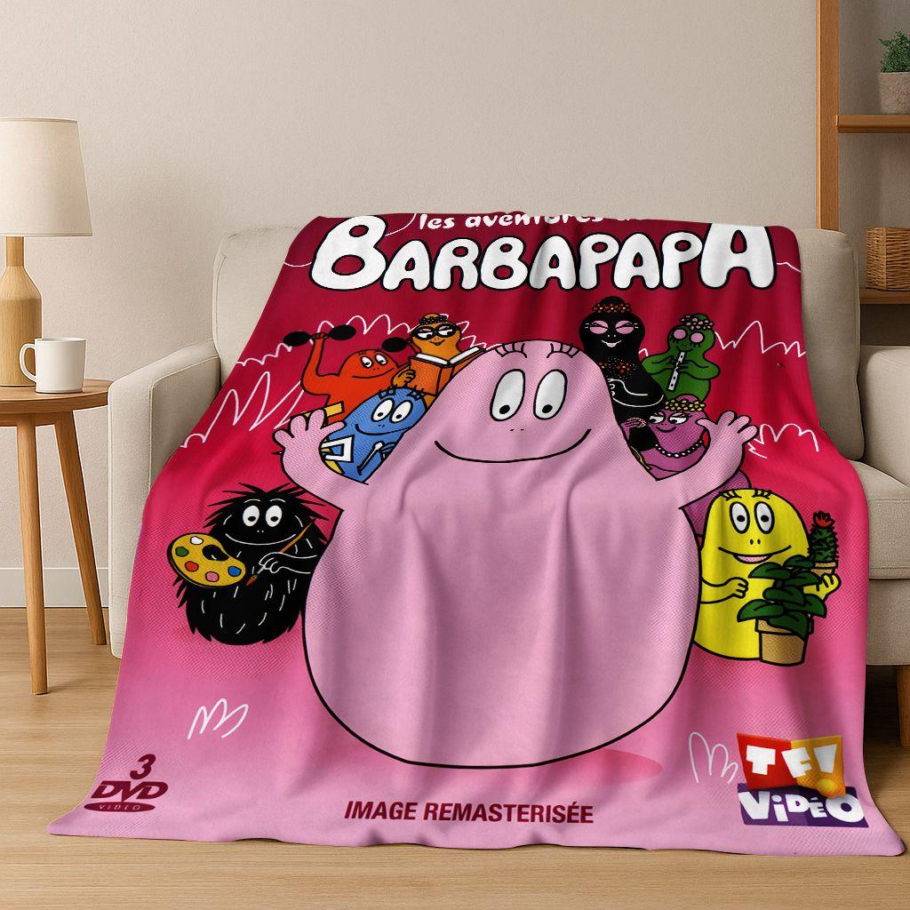 Cartoon Les Barbapapa Barbamama Family 3D Flannel Blanket,Warm and Cozy Soft Throw Blanket for Home Bedroom Bed Sofa Cover Kids