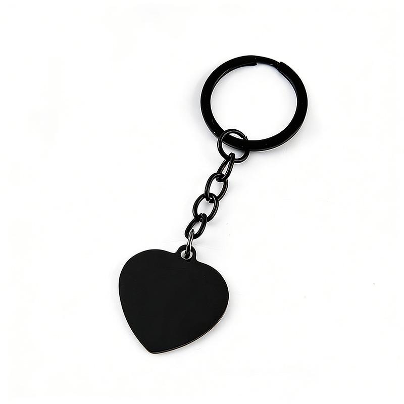 Heart-Shaped Stainless Steel Metal Keychain with Laser Engraving