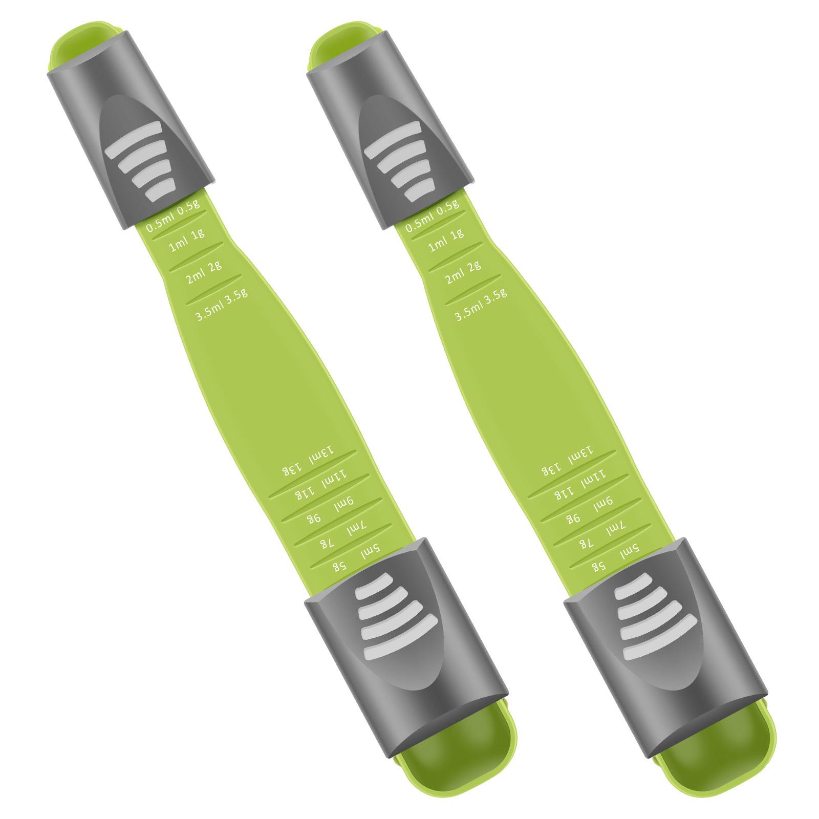 

2Pcs Adjustable Measuring Spoon with Double End Scale 9 Stalls Kitchen Measuring Cup Measures Dry and Liquid Ingredients