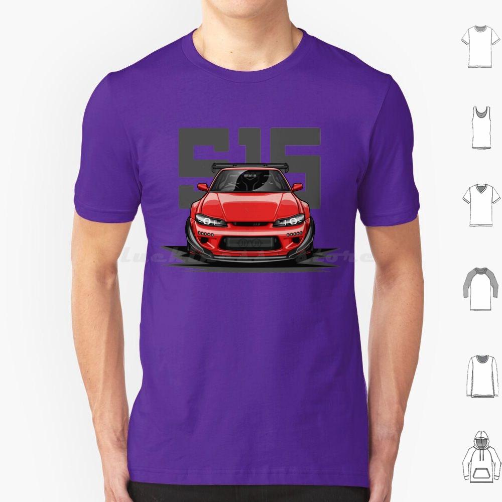 Silvia S15 Front  Candy Red  T Shirt 6xl Cotton Cool Tee Car Automotive Racing Vehicle Race Cool Sports Supercar Fitment Man