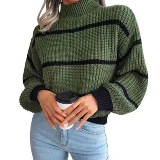 European & American Style Striped Long Sleeve Sweater, Autumn/Winter Loose Fit