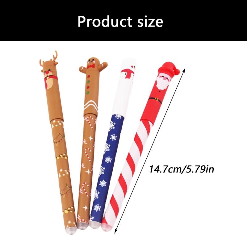 4Pcs Festive Erasable Ballpoint Pens Friendly Plastic Design Comfort Grip Ballpoint Pens Set for Holiday Writing Tools